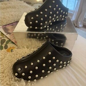 Studded Black Mules
